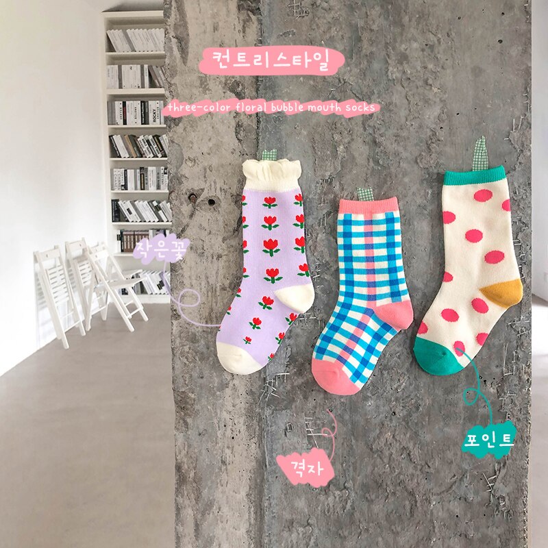 3 Pairs Kids Baby Peuter Meisje Kniehoge Sokken Stroken Kinderen Katoen Lange Sokken: lake blue / 6-8y