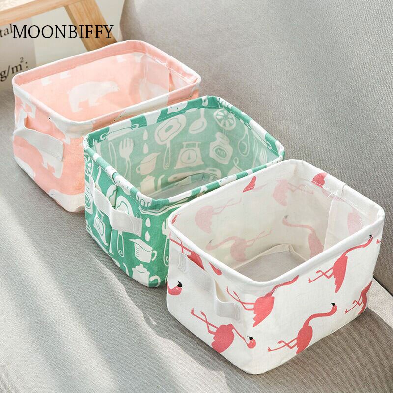 Cartoon Desktop Opslag Mand Leuke Flamingo Waterdichte Organizer Katoen Linnen Diversen Opbergdoos Kast Ondergoed Tas