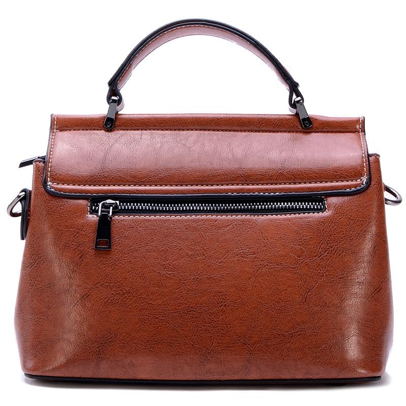 Dames handtassen van vegan leer, kunstleren tas met handgreep, schoudertassen, aktetassen met afneembare schouderriem, bruin