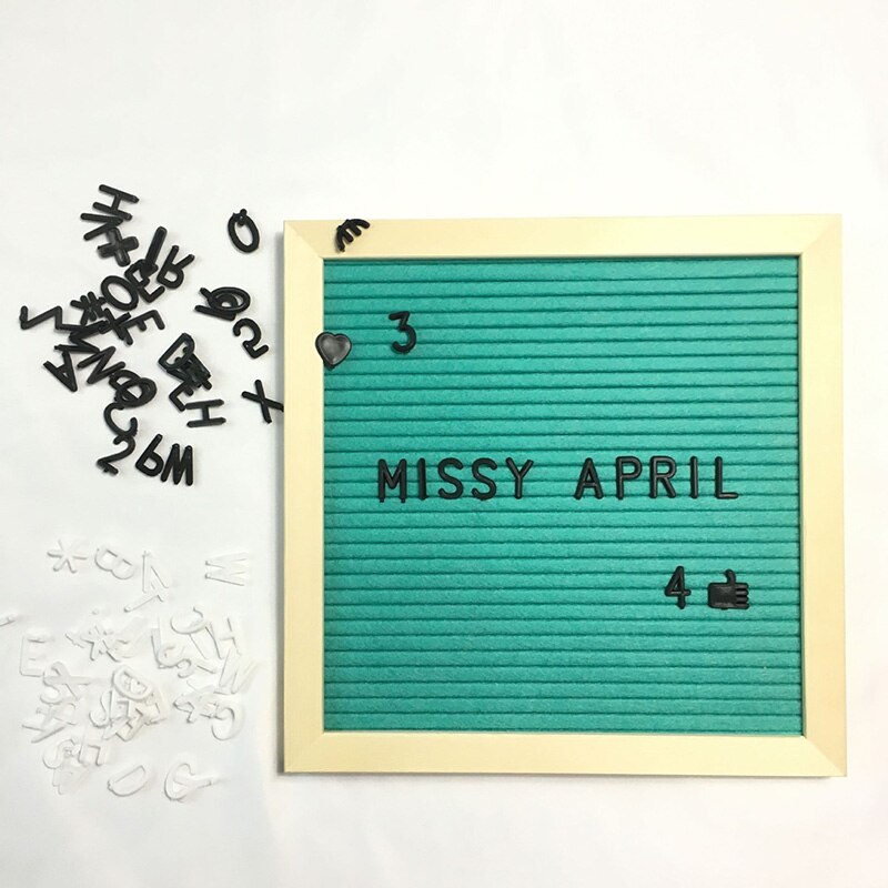 Beautiful Felt Letter Board Wooden Frame Changeable Symbols Numbers Characters Message Boards for Home Office signs: Green
