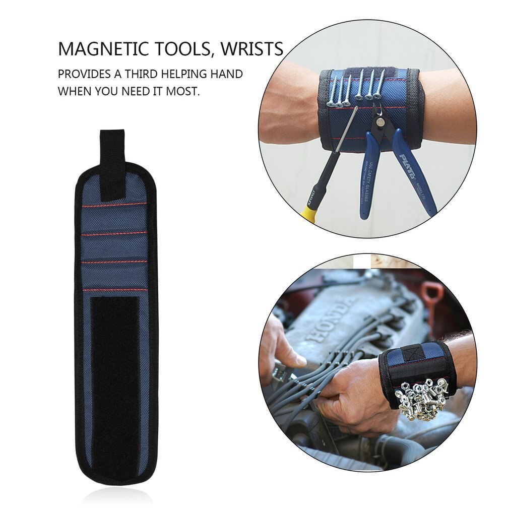 Magnetische Polsband Draagbare Gereedschapstas Magneet Elektricien Pols Tool Riem Schroeven Nagels Boor Armband Voor Reparatie Tool