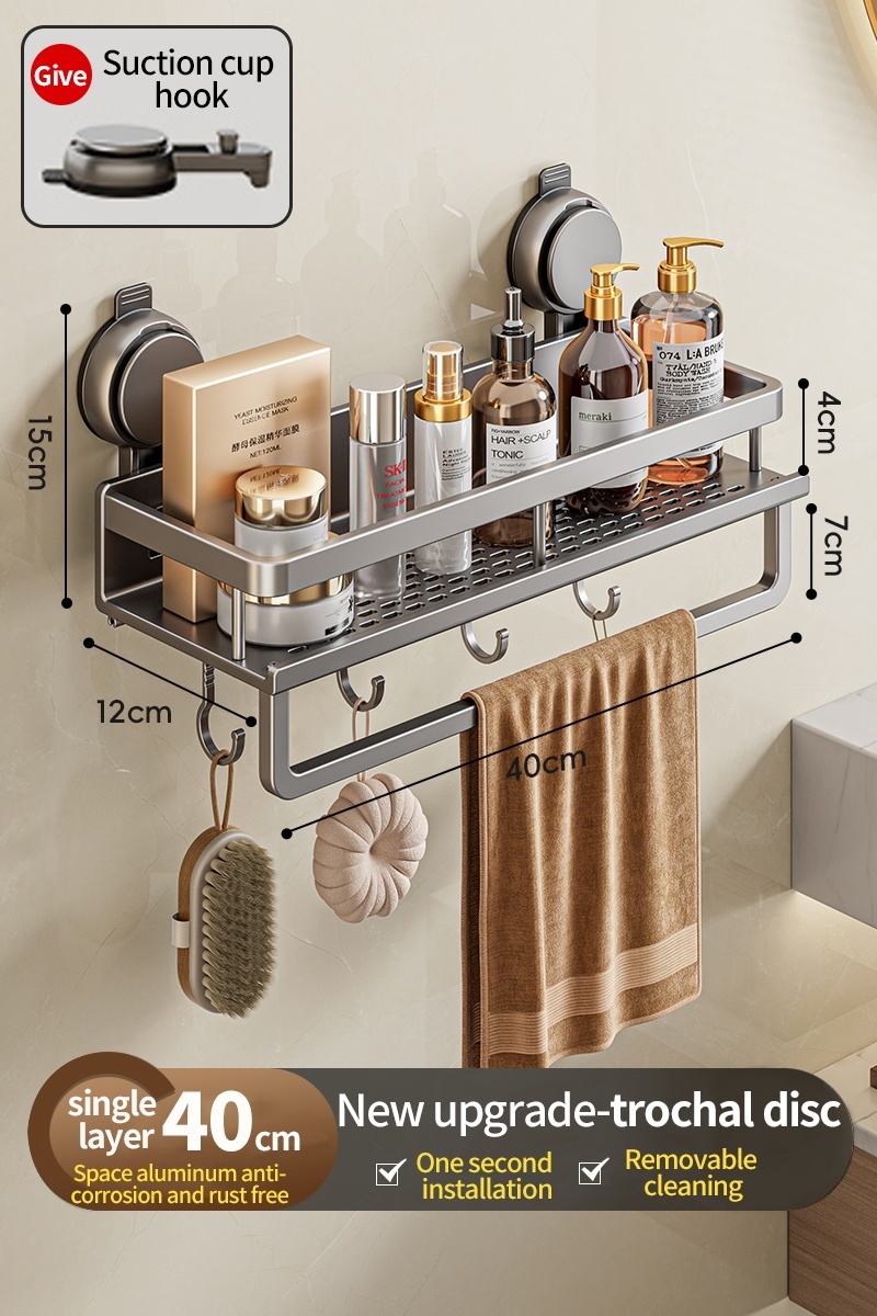 Toilet storage rack, bathroom washbasin, toilet, shower room, kitchen, wall mounted non perforated towel rack