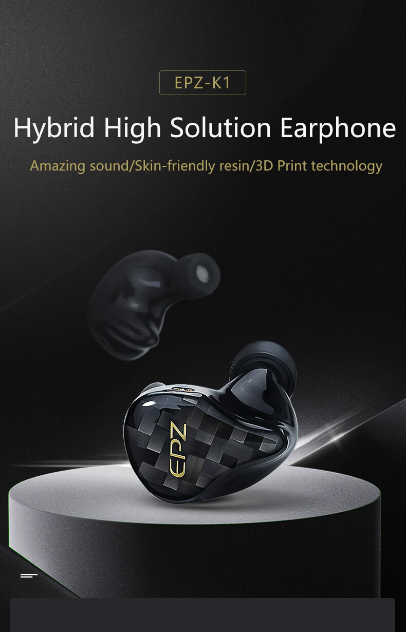 AK EPZ K1 High Resolution BA DD Hybrid 9.2mm Driver In Ear Earphone IEM HIFI DJ Monitor Running Sport Earphone Earplug Headset