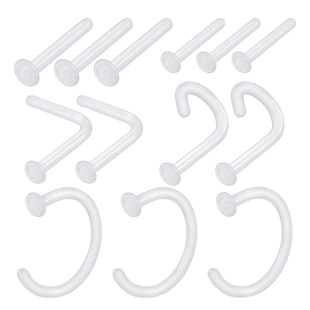 1Pc Glas Transparant Neus Stud Rechte Neus Ring Retainer Houder Neus Hoop Ring Body Piercing Sieraden 18G