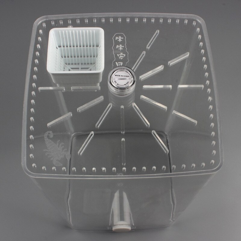 Reptiles Feeding Box Pet Terrarium Feeding Tank Transparent Acrylic Reptile Breeding CageBox Spider Scorpion Incubation LED Lamp