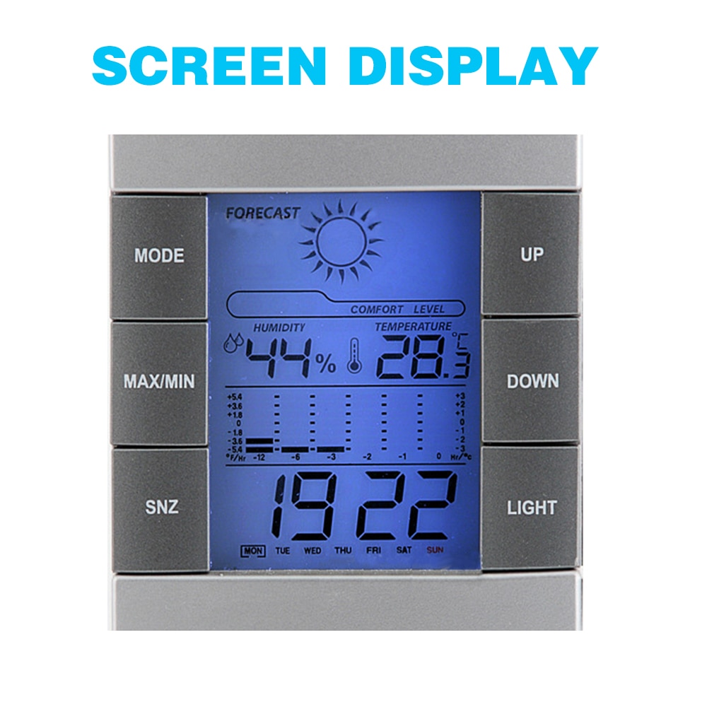Digital Alarm Clock Hygrometer Electronic Thermometer Time Large Display Clock With Backlight Calendar Clocks Desk Table Display