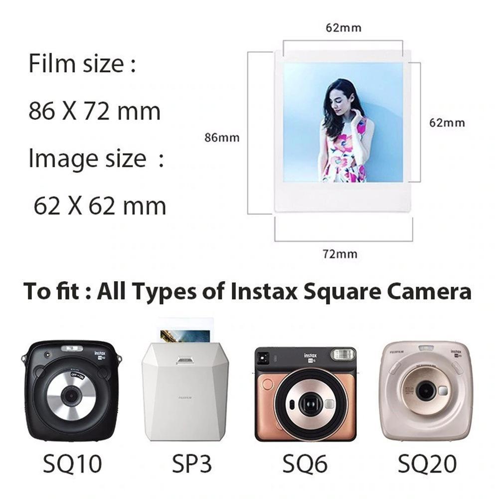 Papel fotográfico Polaroid Fujifilm, película cuadrada, papel fotográfico con borde blanco/negro para cámara instantánea Instax Sq10 Sq6 Sq20 Sq1