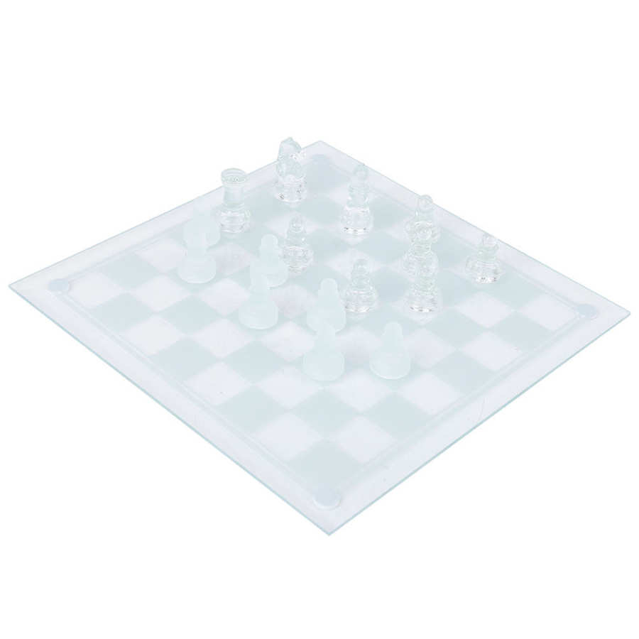 Foldbar krystal skak 25 x 25cm kedeligt polsk glas krystal international skak 1 skakbræt  +32 skak skak spil tilbehør