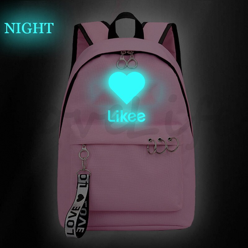 Likee live Luminous backpack Mochila Boys Girls Bookbags Children School Bags Teens back to school Black Pink Travel bags