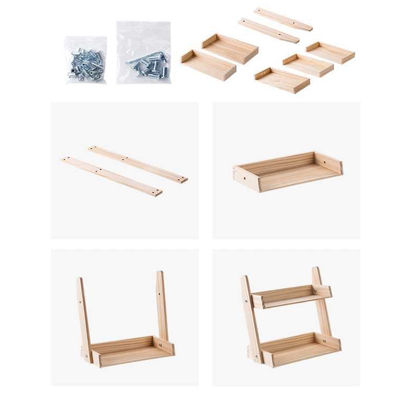 Grenen Hout Kruidenrek 2 3 Lagen Keuken Organizer Opslag Stand Voor Spice Kruiderij Houder Tuin Bloempot Display Spice plank