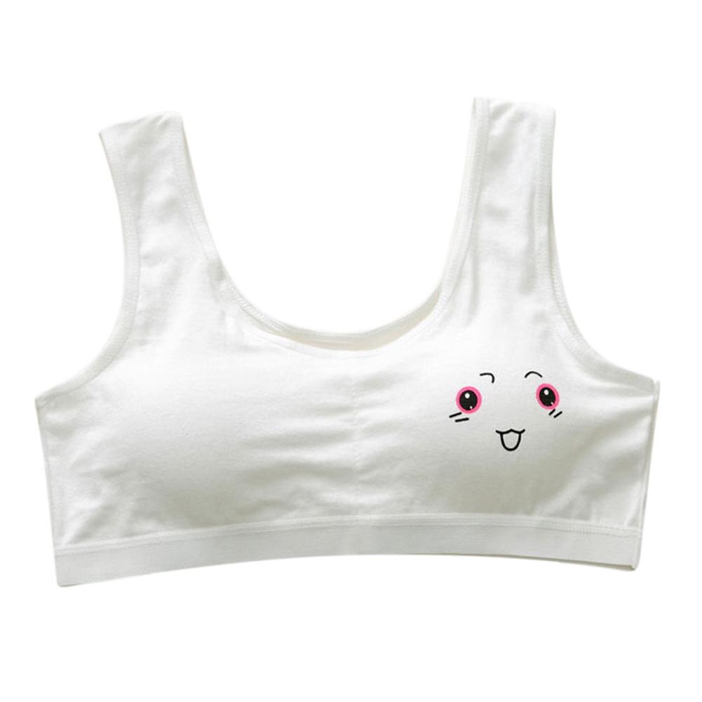 Kidlove Women Cute Cartoon Girl Bra Soft Cotton Underwear Teenage Training Casual Bra for Students 6-12 Years Adolescente