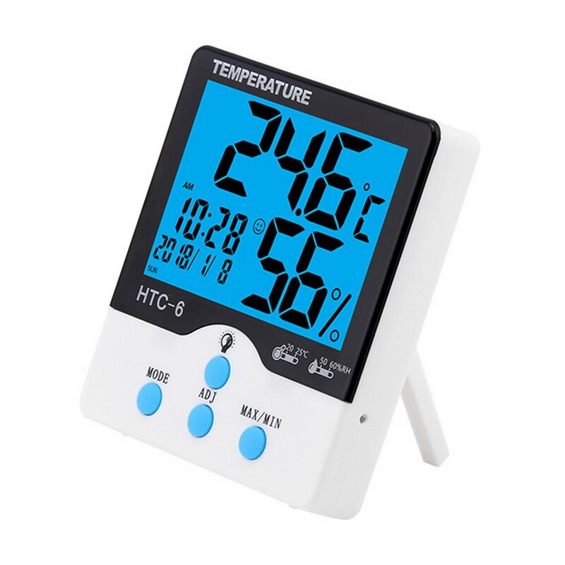 Digitalt termometer hygrometer indendørs udendørstemperatur fugtighedsmåler display sensor sonde vejrstation med lcd display: Htc -6 indendørs
