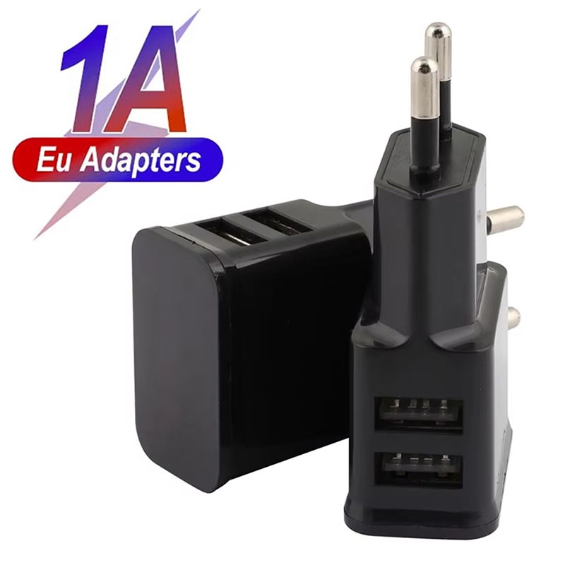 5V 1A USB Charger Travel Wall Charging Head Mobile Phone Dual USB Charger Adapter Portable EU Plug For iPhone Xiaomi Realme Vivo