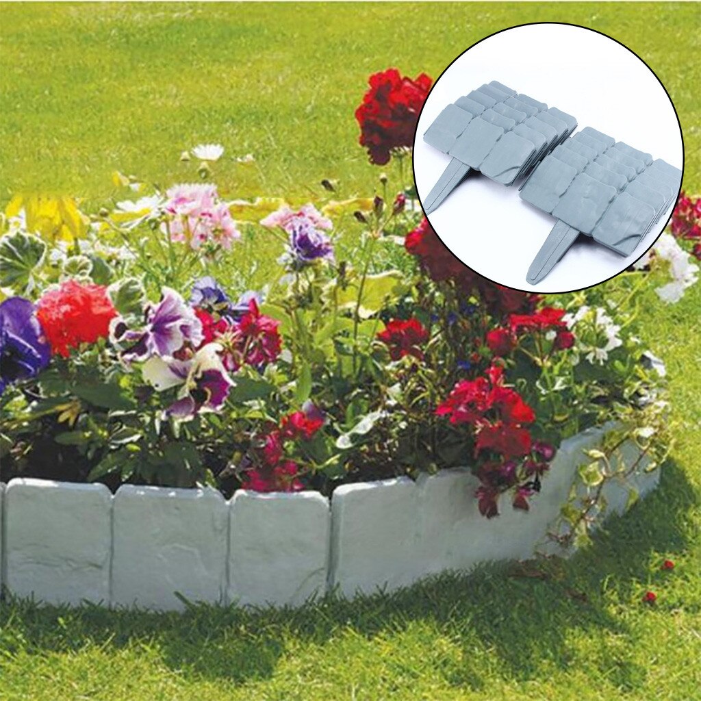 10PCS Garden Home Garden Border Edging Plastic Fence Stone Lawn Yard Flower Bed Outdoor jardin concrete molds