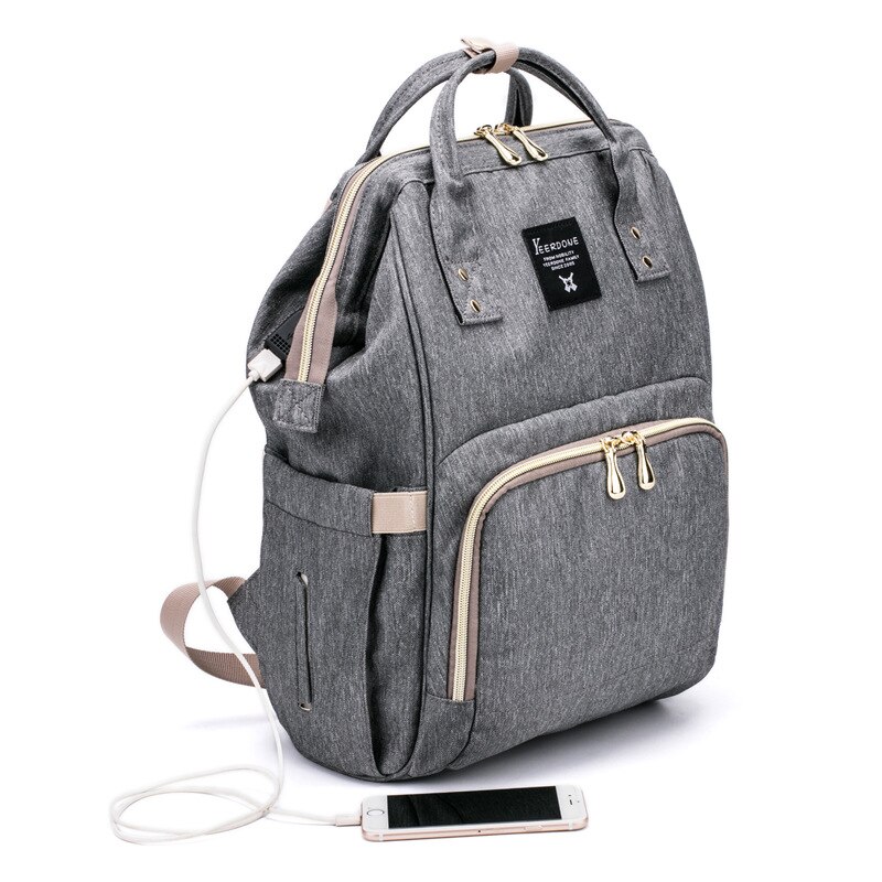 sac à couches USB Port sac à dos étanche sac à couches multi-fonctionnel sac à dos traitement: Gray