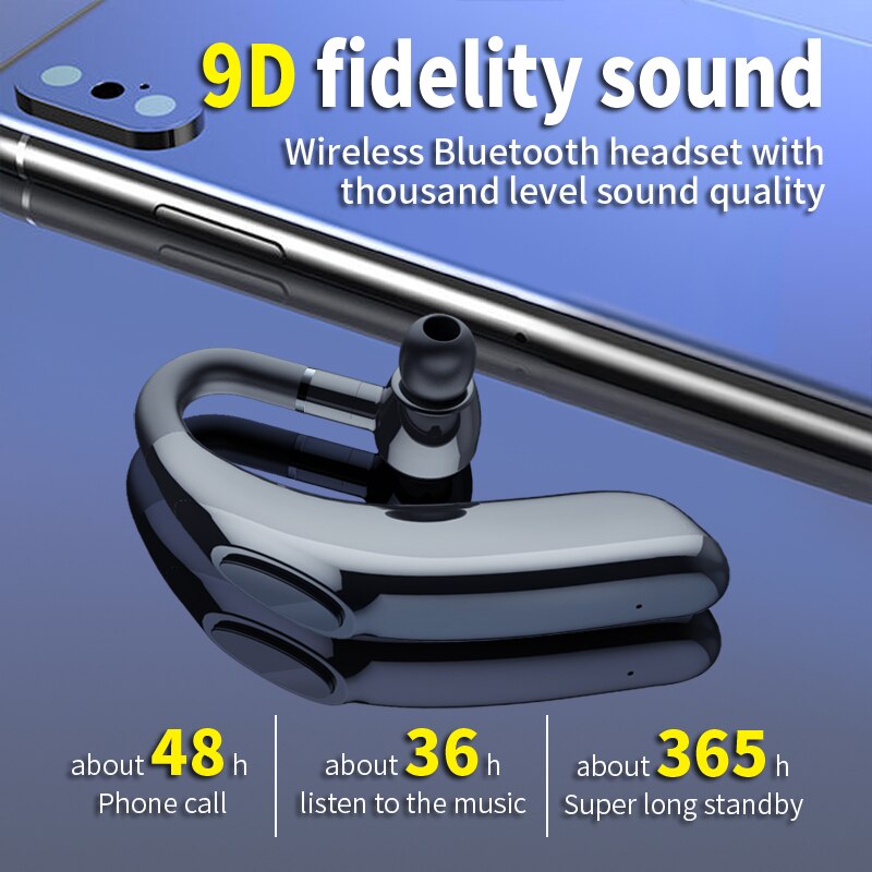 Bluetooth Draadloze Oortelefoon Lange Levensduur Batterij 48 Uur Opknoping Oor Business Hoofdtelefoon Waterdichte Transpiratie Oordopjes Headset