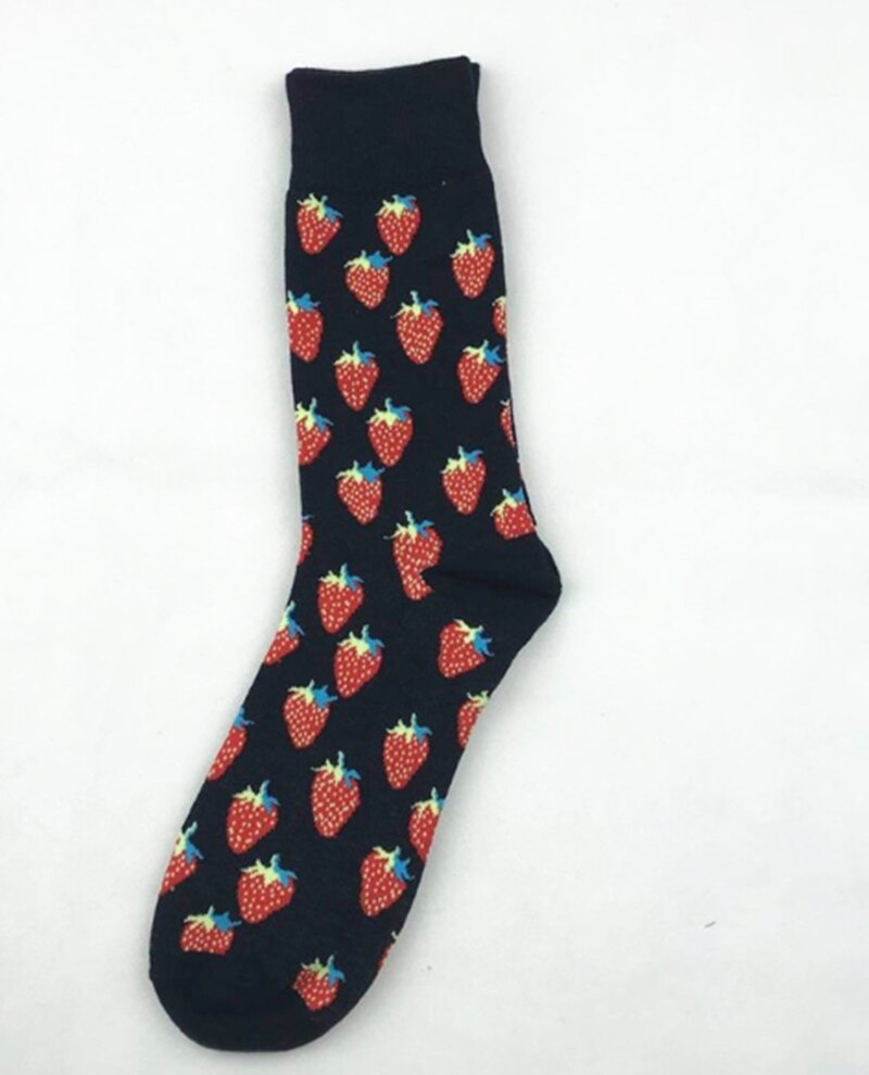 Combed Cotton Men's Happy Cute Funny Socks Brand Fruit Egg Beer French Fries Cherry Socks Men