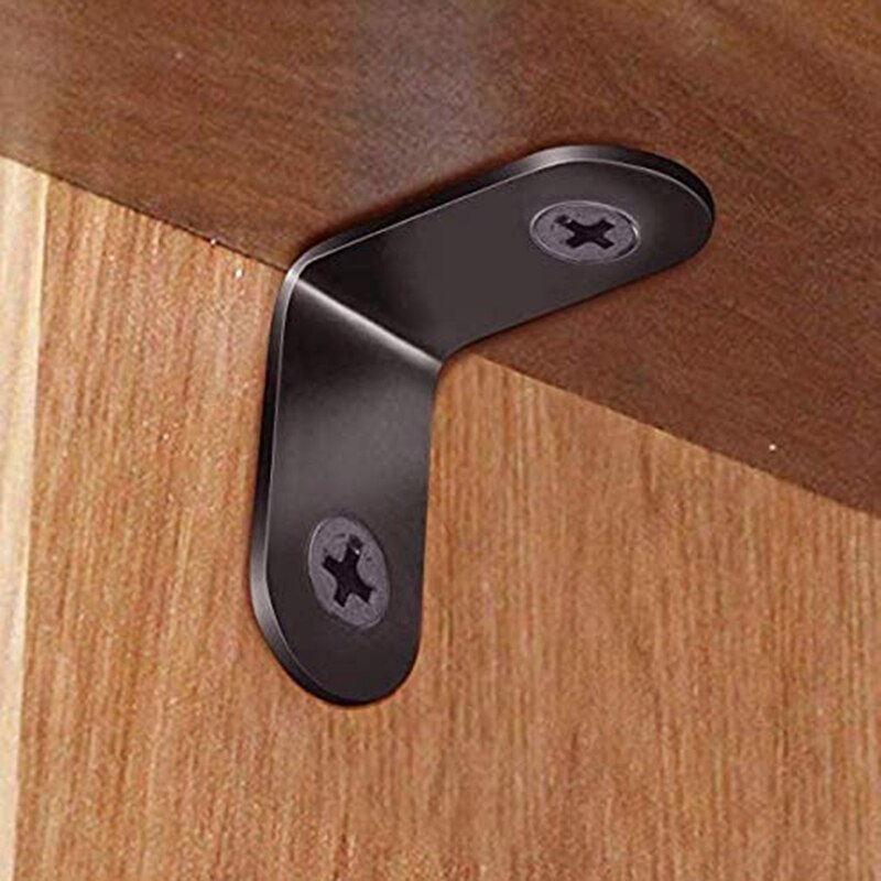 50Pcs Stainless Steel L Brackets Corner Braces for Shelves L Shape Right Angle Shelf Support Cabinet and Furniture