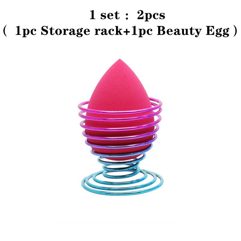 1 sett fargerik skjønnhet egg brakett tørketrommel kosmetisk sminke svamp kalebass pudder puff stativ organiseringsboks hylleholder oppbevaringsverktøy: Nr .1 2 stk