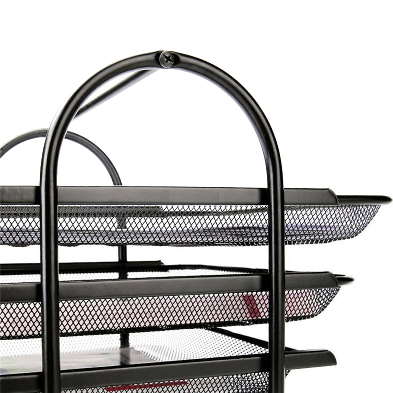 4-Tier Mesh File Holder Stand Organizer Tray for Magazine Letter Paper Document Home Office Desk Supplies