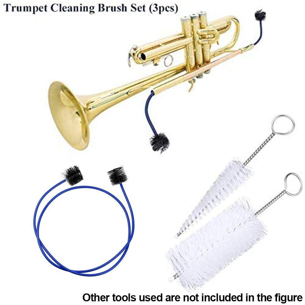 Kit de nettoyage pour trompette Trombone, buse à bulles en laiton, Valve, brosse, tige, accessoires pour instruments de musique, 3 pièces/ensemble