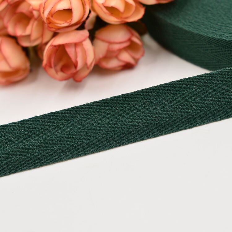 45M Meetee 2cm Herringbone Pattern Cotton Webbing Tape High Tenacity Bag Lable Ribbons Sewing Tapes Bias Binding DIY Accessories: DarkGreen