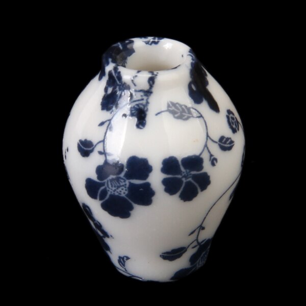 7 Stck/Pack 1/12 Puppenhaus Sammlung Keramik China Porzellan Vase Untertasse --- Weiß + Blau Ranke