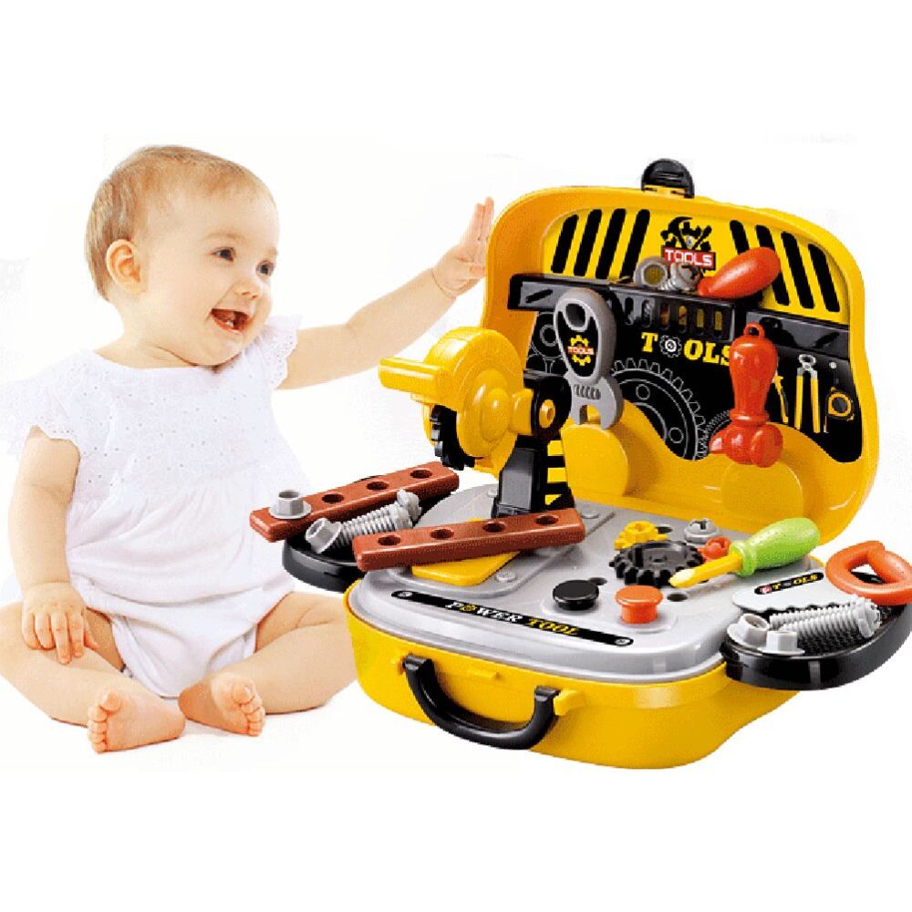 Kids Tool Set Tool Kit in Suitcase Tool Kit Construction Plaything for Play Tool Cabinet Suitcase for Children