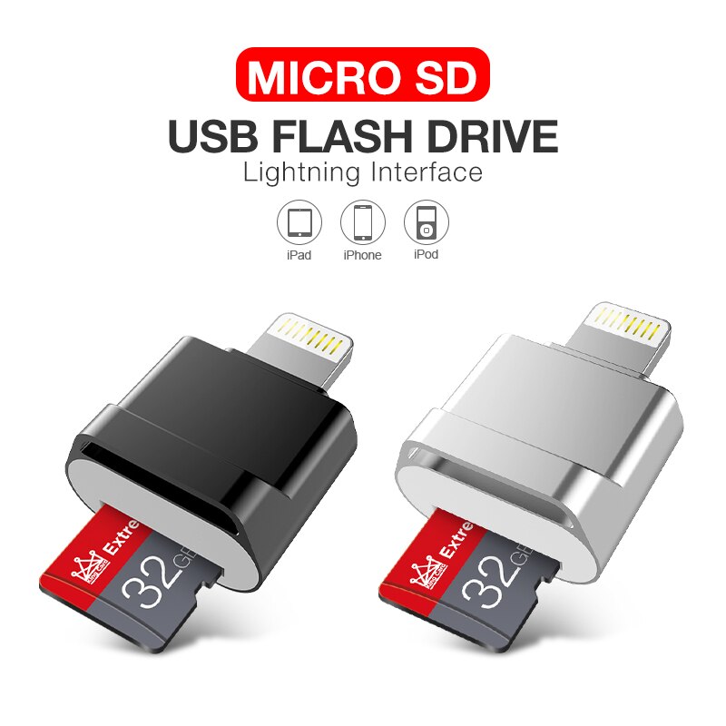 8-256Gb Mini Lightning Micro Sd Kaartlezer Voor Iphone 6 7 8 Plus Tf Kaartlezer Geheugen stick Voor Ipad Ipod