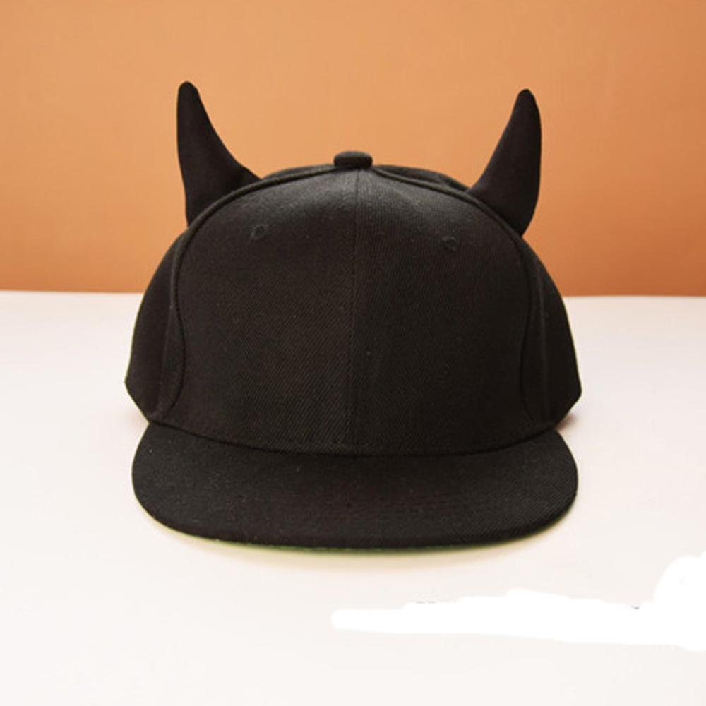 Mænds dame baseball kasket sort bomuld hip-hop hat lille djævelben knogler hatte kasket med horn