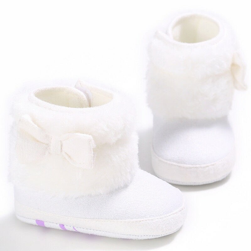 Pudcoco botas de nieve abrigadas para niños nuevos niños pequeños de invierno zapatos de princesa para niños antideslizantes planas botas encantadoras para bebés: Blanco / 13