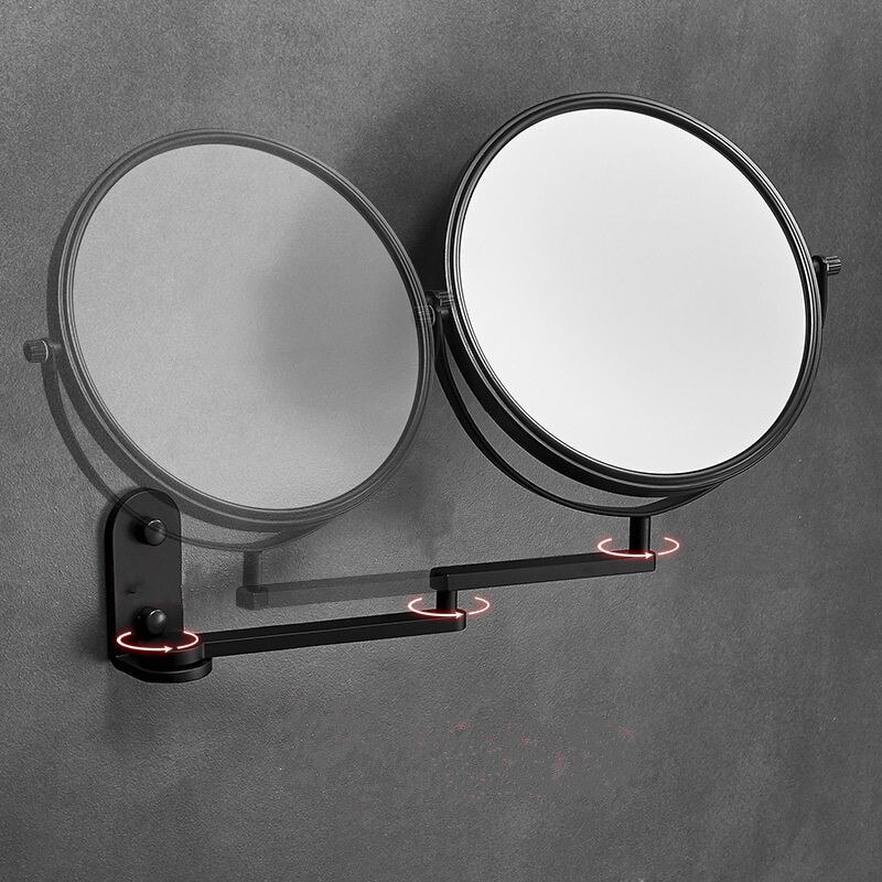 8 "sorte makeup spejle 1 x 3 forstørrelsesglas aluminium kosmetisk spejl badeværelse dobbeltsidet vægmonteret badespejl
