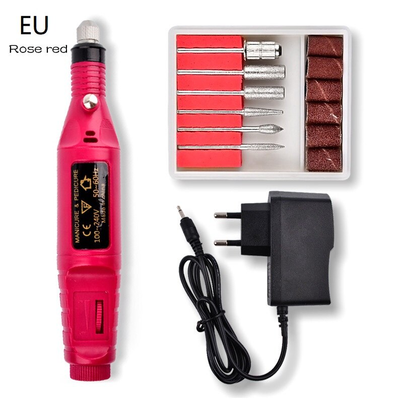 1Set Elektrische Nagel Boormachine Pen Apparaat Voor Manicure Frezen Elektrische Nail Sander Pedicure Manicure Gereedschap Kit: 12