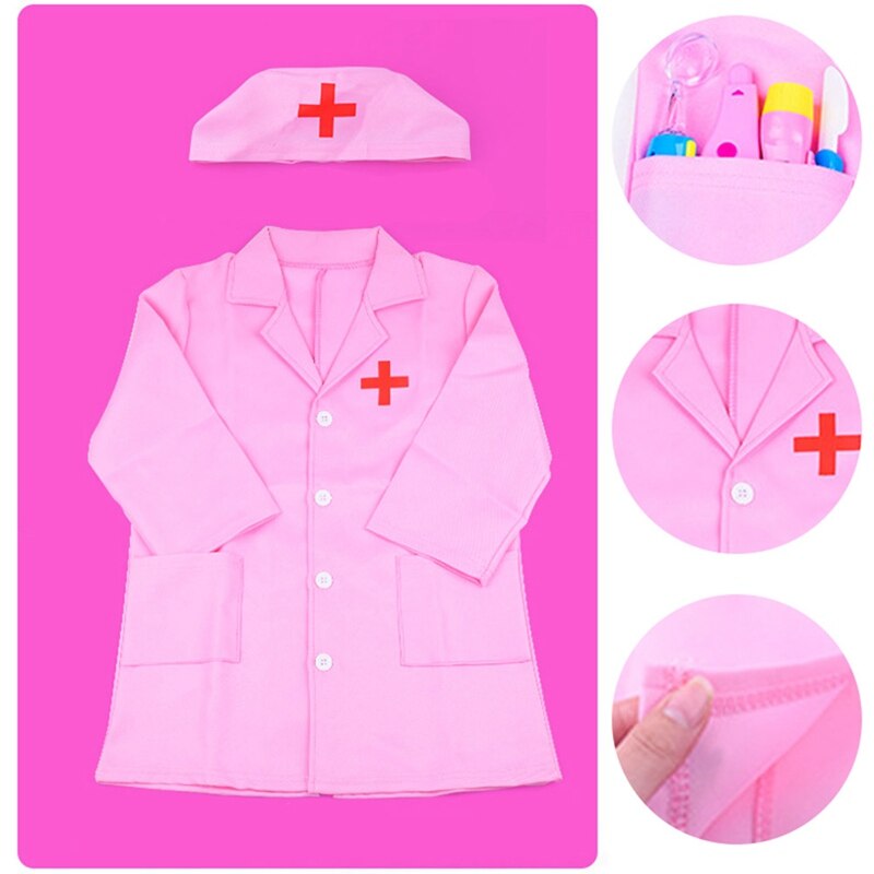 Children Doctor Role Play Costume Dress-Up Set Doctor Lab Coat Kit