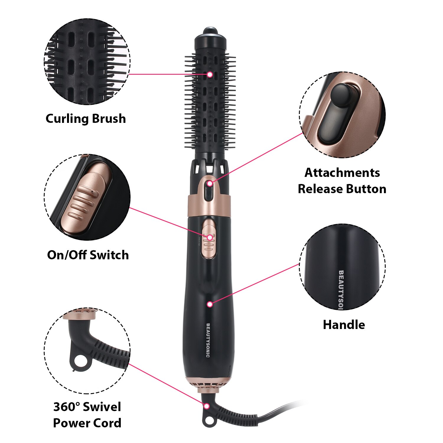 Hair Dryer Styler and Volumizer Hair Curler Straightener Blow Dryer Brush Rotating Blow Dryer Comb Salon Tool