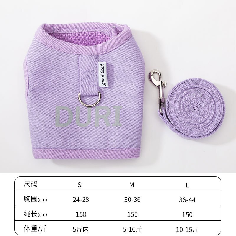 Zomer Kat Harness En Leash Set Ademend Mesh Hondenlijn Pet Vest Kleding Harnas Voor Kleine Honden Kat Leiband hond Harnas: Purple / S