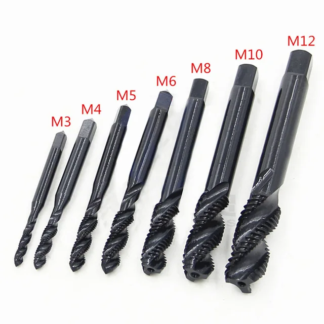 7 unidades Hss6542 rosca de tornillo métrico espiral estriado taladro de mano tapones de nitruración grifos 3mm 4mm 5mm 6mm 8mm 10mm 12mm grifo de tornillo de máquina