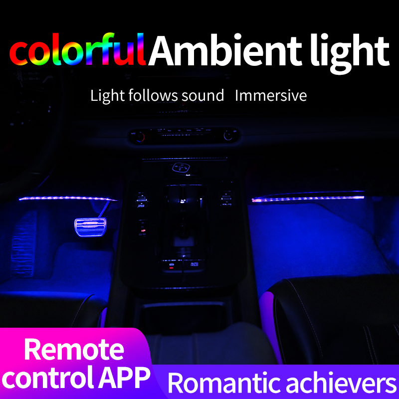 Tira de atmósfera para el pie del coche, luz LED con aplicación remota, Control, iluminación USB, sincronización de música, brillo ajustado, luz ambiental libre, 1 Uds.
