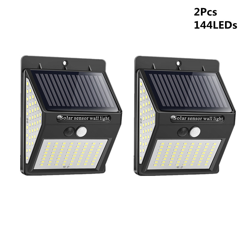 Solar Lights Outdoor PIR Motion Sensor Security Lights IP65 Waterproof Solar Powered Wall Lights for Backyard Garden Patio: 2Pcs 144Leds