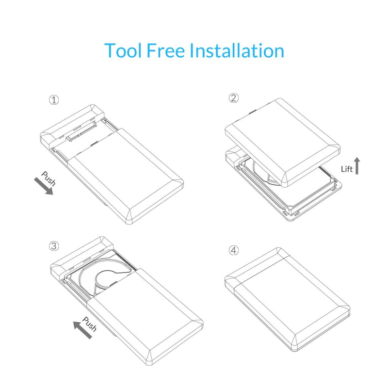 Orico 2.5 Inch Usb 3.0 Hdd Tool-Gratis Hdd Case Externe Behuizing Behuizing Voor 9.5Mm 7Mm Sata harde Schijf Doos 1Tb 2Tb Externe