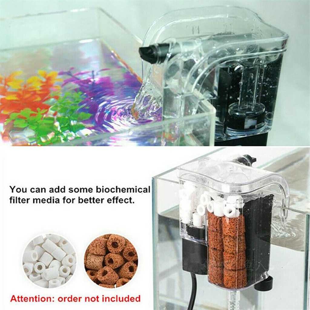 Mini Aquarium Aquarium Waterval Hangen Op Externe Zuurstof Pomp Water Filter High-Performance Biochemische Katoen Filter 3W