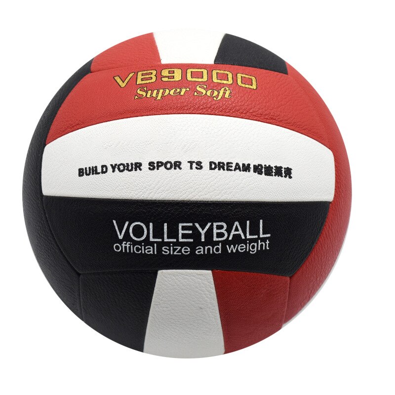 Outdoor Sand Beach Volleyball Game Ball Thickened Soft PU Leather Volley Ball Match Training Volleyball Ball Size 5: HD040-BK