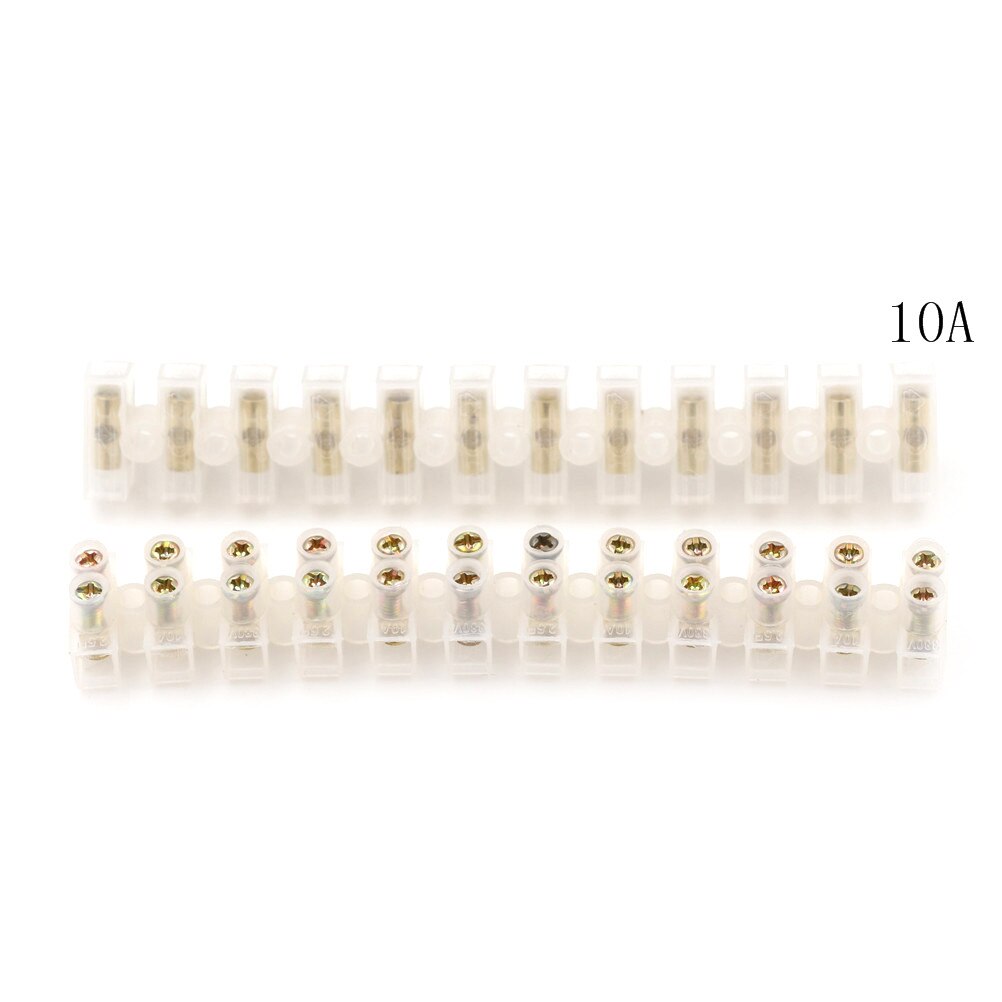 2pcs 3A 6A 10A 20A 30A Screw Terminal Barrier Connector 12 Position Barrier Terminal Strip Block Electrical Wire Connection: 10A