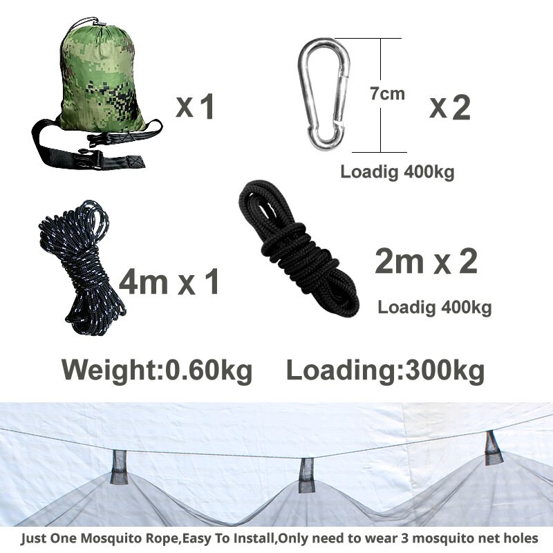Myggenet hængekøje 260cm 210t nylon