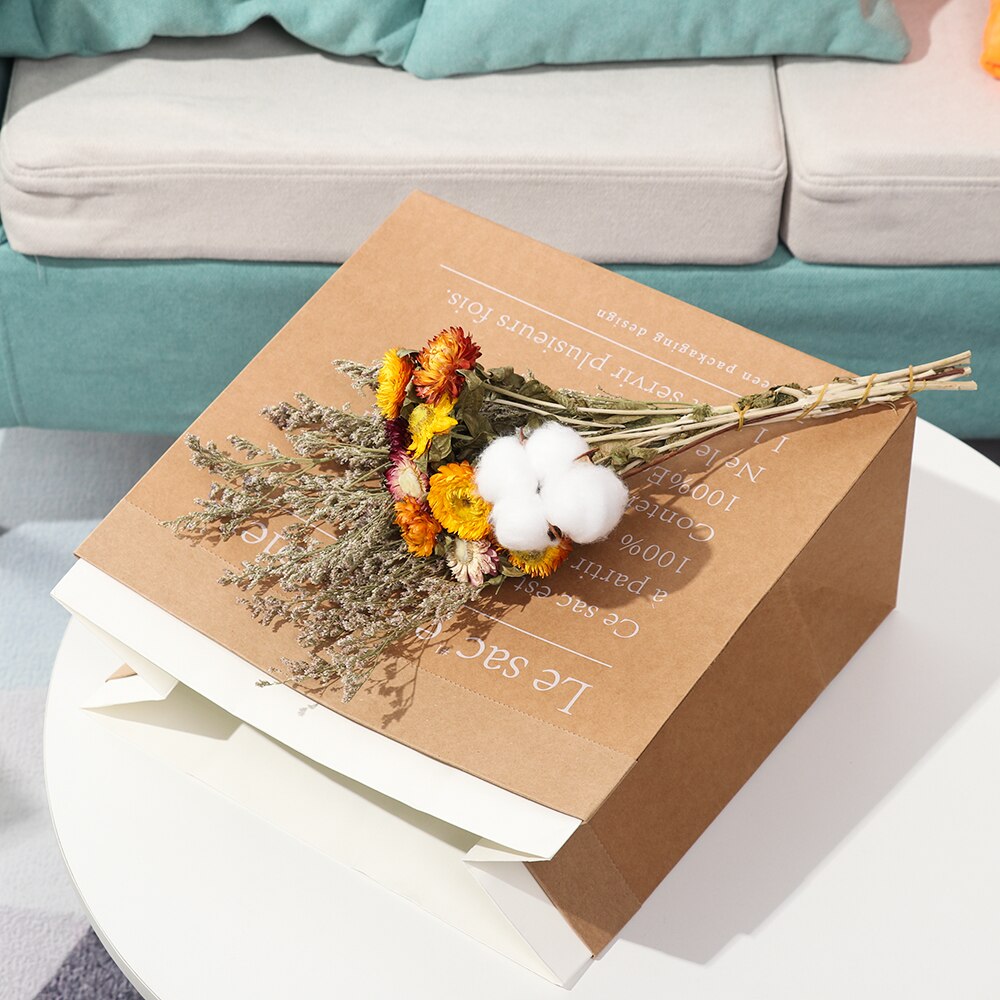 1PC Double Layers Kraft Paper Bag Storage Basket DIY Vase Flowerpot Package Party Supplies Home Decoration Desktop Ornament