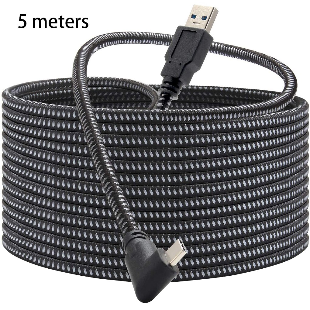 Pour Oculus Quest 2 Lien Câble 5M USB 3.0 Charge rapide Câbles USB 3.0 Type C Transfert De Données USB-A À Type-c Câble Accessoires VR: 5m black