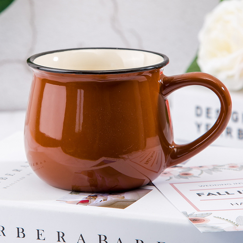 Hemmakontor retro te kaffe miljövänlig mugg keramik dricksmuggar keramik gravyr röda koppar: Brun