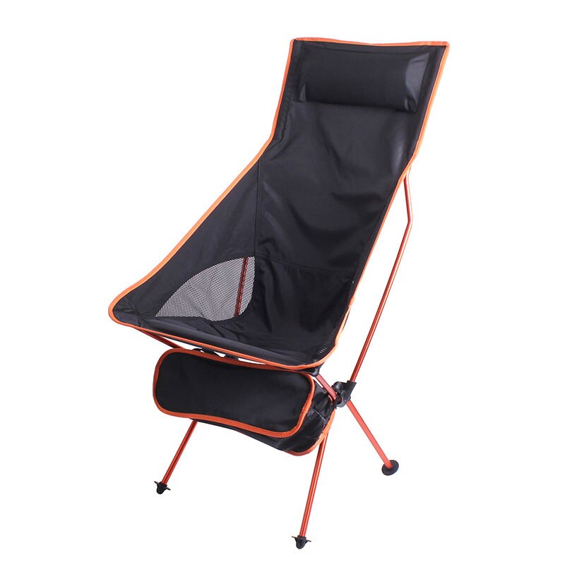 Ultralight Opvouwbare Camping Stoel Grote Maat Reis Rugleuning Seat Maan Stoelen 150Kg Max Belasting Huis Tuin Vissen Outdoor Tool: Orange