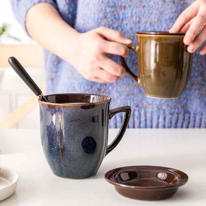 Bedst sælgende ins cup nordic cup familie kaffekop simpel keramisk kop med ske kontor vand kop krus