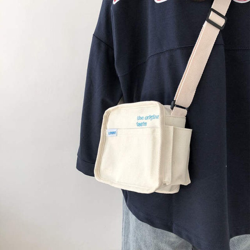 Vrouwen Schoudertas Mode Canvas Messenger Bag Meisje Student Tas Grote Capaciteit Leuke Vierkante Schoudertas Winkelen Handtas